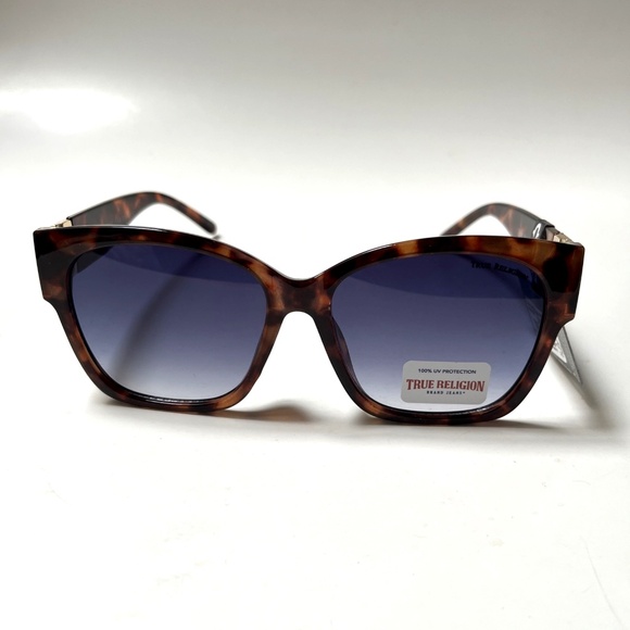 New Original TRUE RELIGION Cat Eye Tortoise Shell Sunglasses Brown Double Logo main image 5